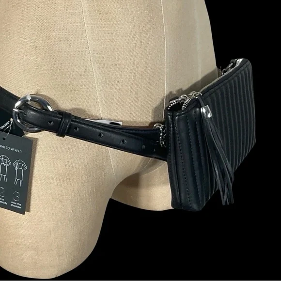 INC Black Convertible Belt Bag New With Tags - Picture 2 of 8